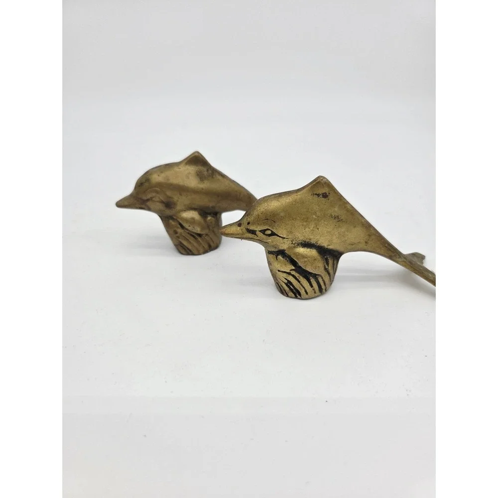Vintage Brass Dolphin Paperweight‎ Figurine  Wave Jumping Dolphin 5